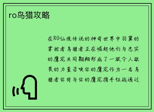 ro鸟猎攻略